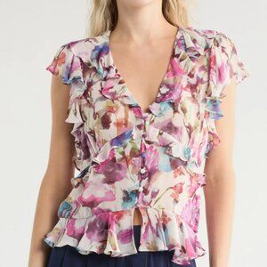 Jason Wu Multicolor Floral Ruffle Blouse